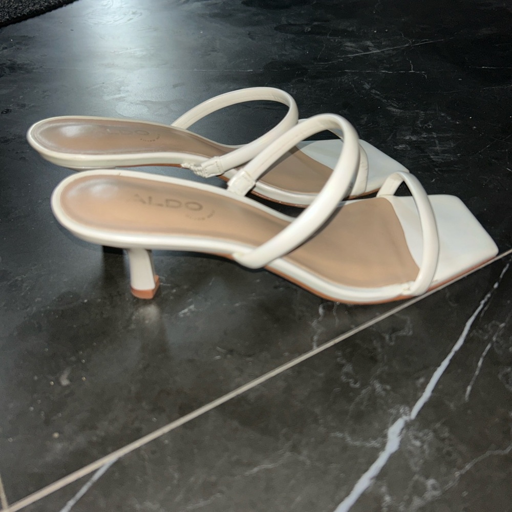ALDO White Strappy Kitten Heel Sandals